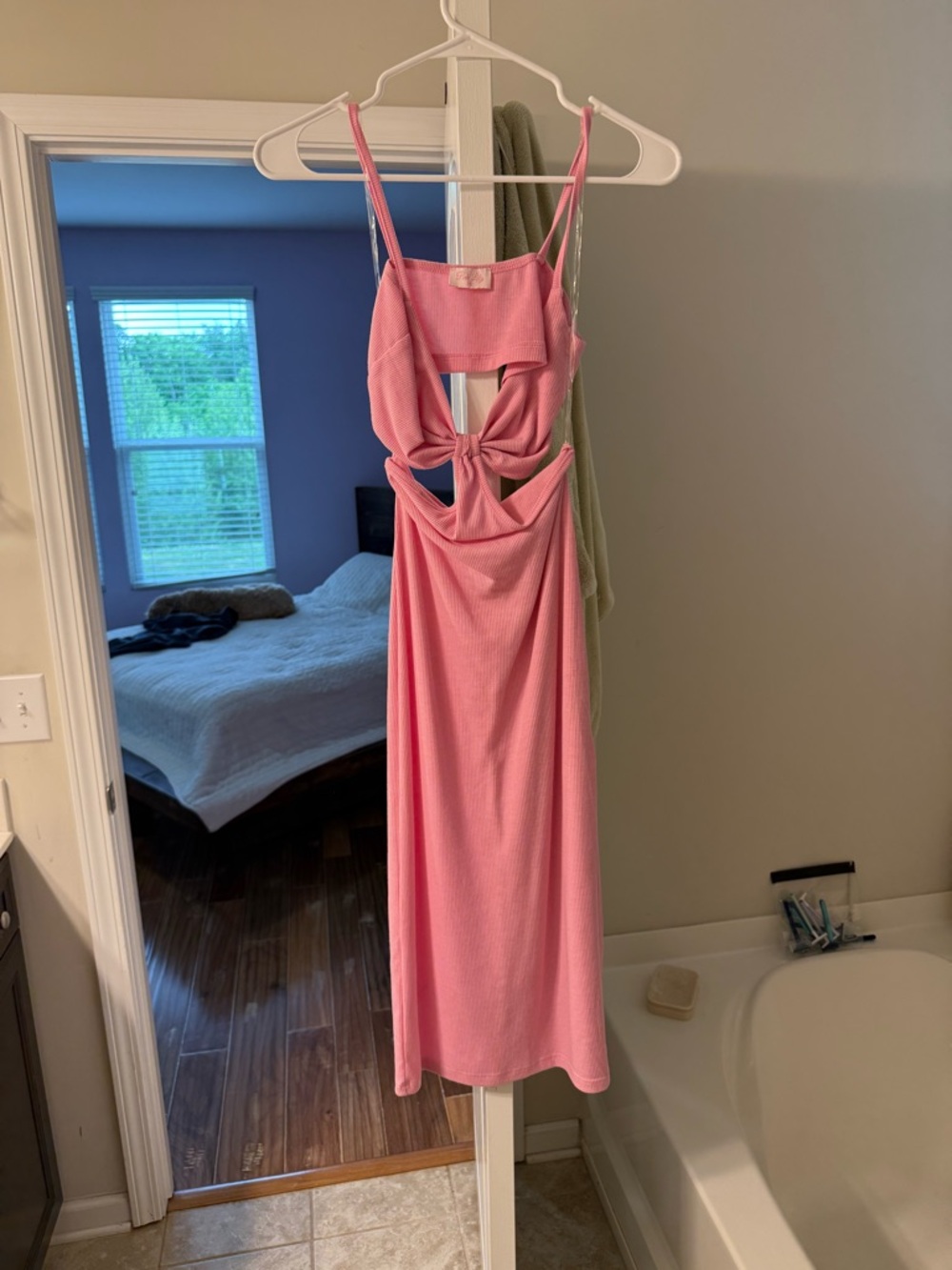 Pink Lily Pink Twist-Front Midi Dress